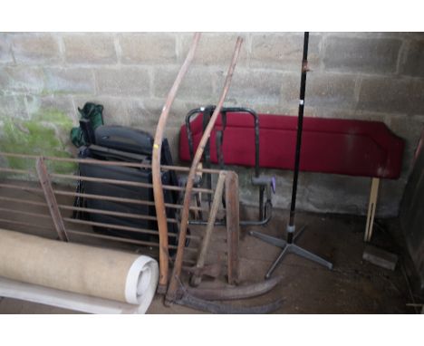 Two hand scythes and an axe 