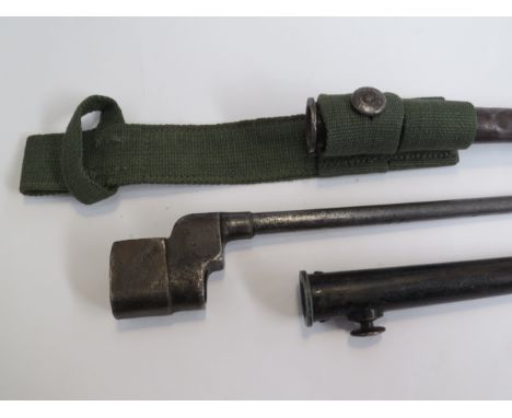 A WWII British plug bayonet with scabbard, with an extra scabbard