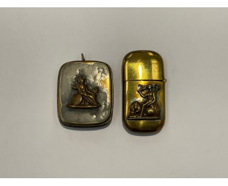 A trench art Norfolk Regiment cigarette lighter with 1872 pattern applied badge, together with a sovereign / coin case with 1