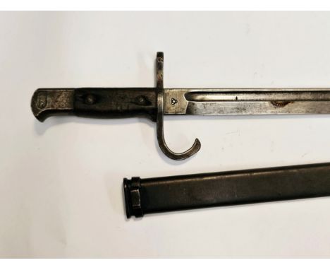 A Japanese sword bayonet 30th Year Type by Moji subplant of Kokura Arsenal, with steel scabbard
