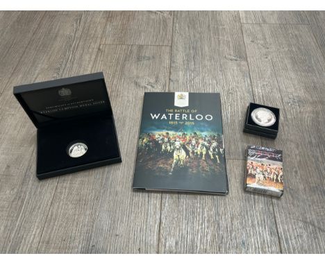 A quantity of 'Waterloo 200' bicentenary items including silver proof Waterloo Medal, Duke of Wellington medal, bronze medal,