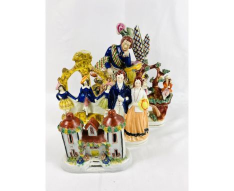 Five 19th century Staffordshire figures, largest 27cms. Estimate £10-20.
