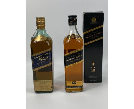 75cl bottle of Johnnie Walker Oldest Scotch whisky; together with a 70cl bottle of Johnnie Walker Black Label in box. Estimat