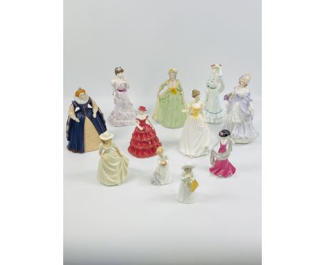 Eleven porcelain figurines to include Coalport Lavender Sweet Lavender, Royal Worcester Megan, Royal Doulton Katrina. Estimat