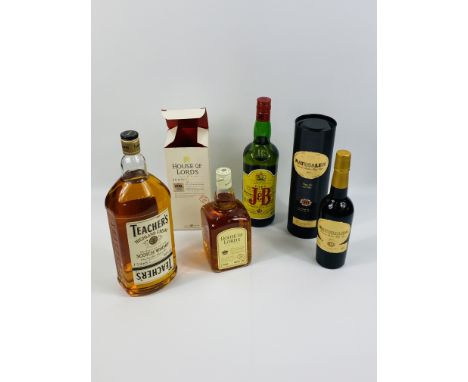 1.5lt of Teacher's Scotch whisky; together with 70cl of House of Lords Scotch whisky in presentation box; 75cl bottle of J&am
