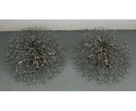 A PAIR OF TWIG DESIGN 'HOLLYWOOD' CEILING LIGHTS BY BRAND VAN EGMOND (2) 60cm diameter 20cm height / drop. 