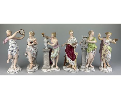 A SET OF SIX PORCELAIN FIGURES OF LADIES MARKED FOR AELTESTE VOLKSTEDTE CIRCA 1900,The ladies each performing a different art