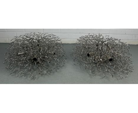 A PAIR OF TWIG DESIGN 'HOLLYWOOD' CEILING LIGHTS BY BRAND VAN EGMOND (2) 60cm diameter 20cm height / drop. 