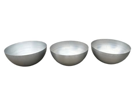 REMOVED FROM LIBERTY'S AND CO: A SET OF THREE LARGE ALUMINIUM LIGHT SHADES (3) 90cm D x 45cm H 