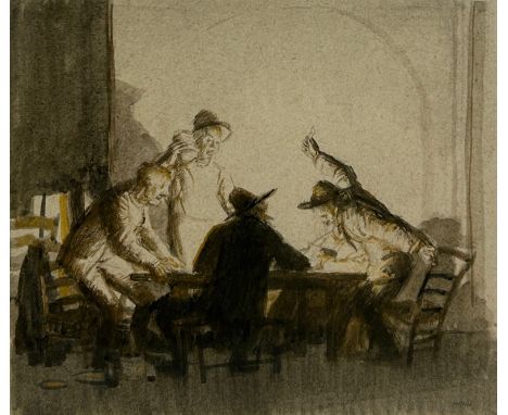 ROBERT SARGENT AUSTIN RA (1895-1973) 'CARD PLAYERS, SPAIN' Pencil and watercolour, signed by the artist in pencil circa 1929.