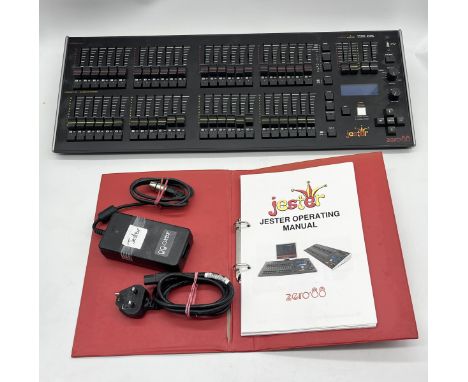 A Zero 88 Jester 24/48 lighting desk with power cable, adaptor and manual 