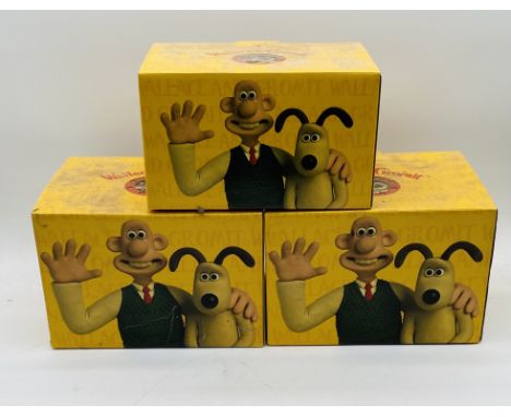 Three boxed limited edition Coalport Characters Wallace & Gromit ceramic figurines including "Picnic on The Moon" (No 47 of 2