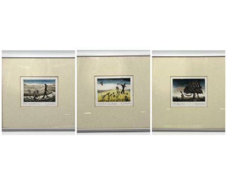 A collection of three limited edition lithographs by R. J. Woodrow comprising of "Dawn Chorus" 39/150, "Bird Scarer (Failed)"