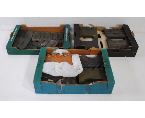 Three boxes of ceramic garden edging tiles - some damaged