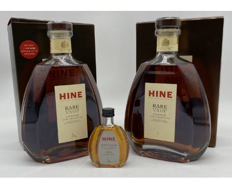 Two boxed bottles of Hine Rare VSOP Fine Champagne Cognac (1 with "Antique XO" 5cl miniature), 70cl, 40% vol