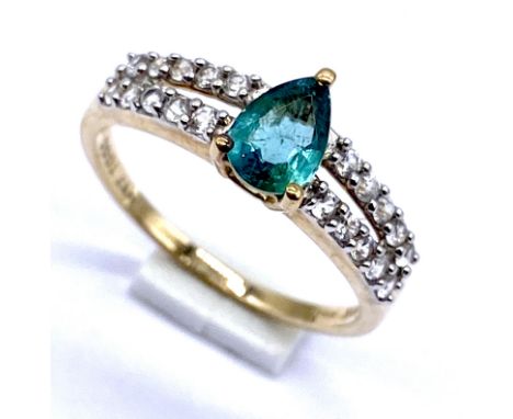 A 10K/375 gold Tourmaline set dress ring, Size N1/2, 2.0 grams total.