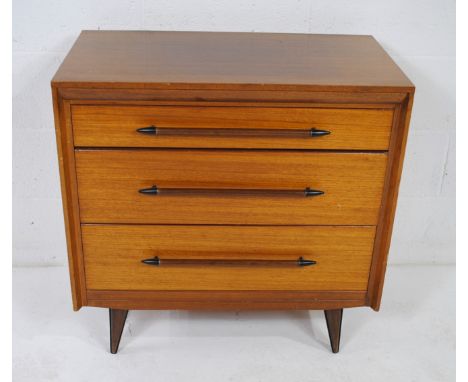 A mid-century Lebus 'Link' chest of three drawers - length 76.5cm, depth 42cm, height 77cm