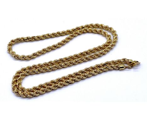 An 18ct gold rope chain, weight 13g