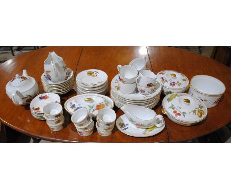 A Royal Worcester Evesham pattern part dinner and tea service