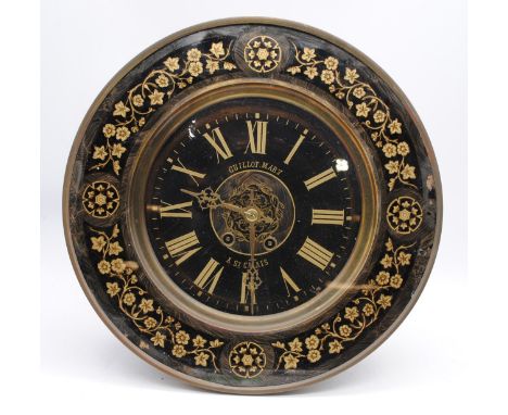 An antique wall clock, named to 'Guillot Mary, A. St. Galais', with painted decoration