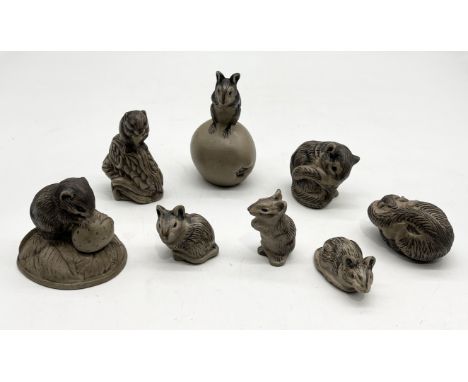 A collection of Poole Pottery stoneware animals including mice, dormouse, vole etc.