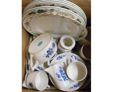 A box containing assorted china including Portmeirion, Mintons, etc.