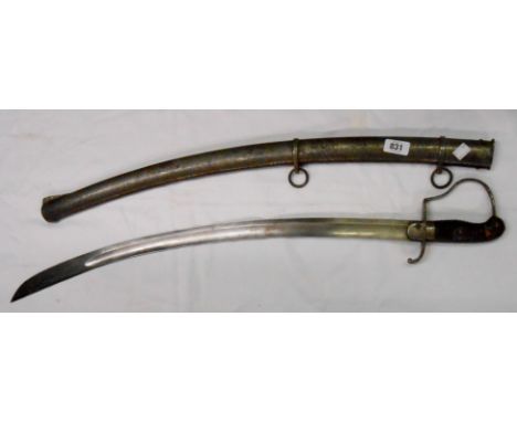 An antique Imperial Prussian M1873 artilleryman's sabre with steel scabbard - some pitting to guard