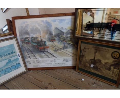 A framed photographic print Branch Lines, Staverton with Dart Valley Railway patch included in frame - sold with a GWR logo r