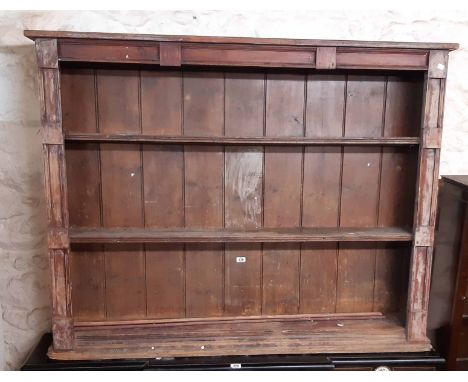 A 1.53m part stripped antique pine three shelf open bookcase - for restoration