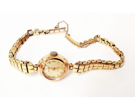 A vintage rotary lady's 9ct. gold cased wristwatch on 9ct bracelet
