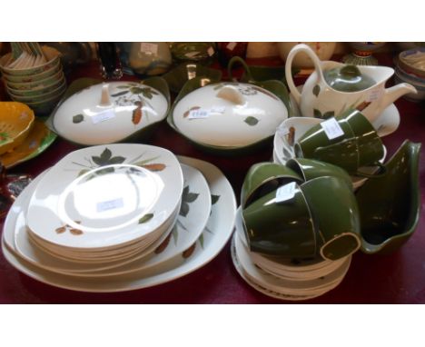 A Midwinter part dinner service including vegetable tureens, teapots, cups and saucers, gravy boat, etc.