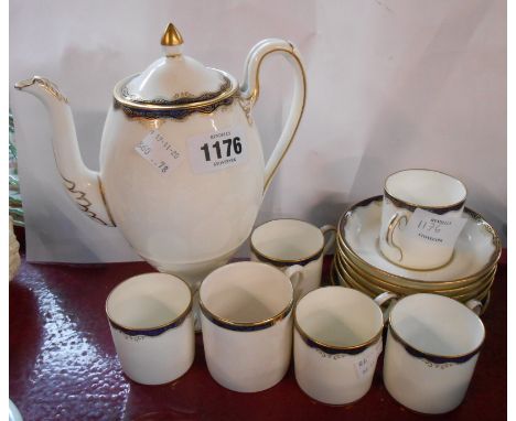A Wedgwood part coffee set - sold with a Royal Worcester coffee can and saucer