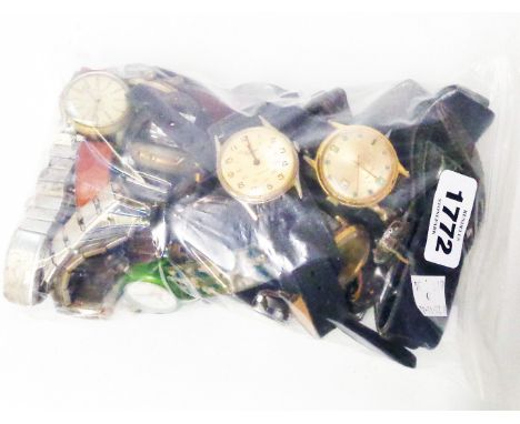 A bag containing a quantity of vintage and later wristwatches - various condition