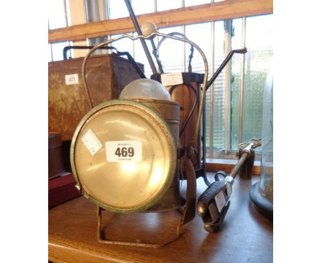 A vintage Eveready lantern torch, a companion set (a/f), and a metal boot stretcher