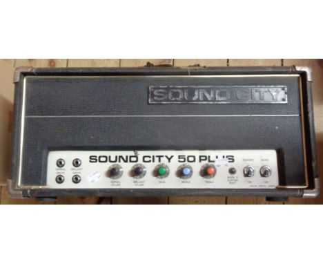 A vintage Sound City 50 Plus valve amplifier