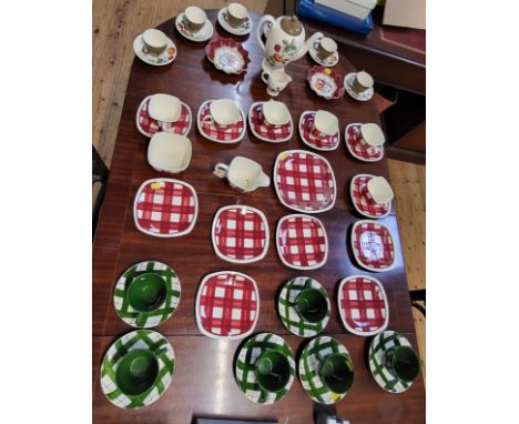 1960's ceramic tablewares including T.G.Green &amp; Co Gingham Patio pattern, Empire Pottery green and white cups with saucer