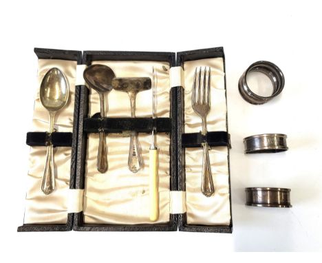 Two silver napkin rings Henry Griffith &amp; Sons Ltd, Birmingham 1926 and 1938, one silver napkin ring T Beardsmore, Birming