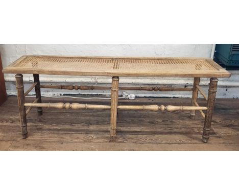 A wicker bench 46cm x 122cm x 31cmit is sturdy in construction. The wicker/ rattan is in good condition with no fraying, no s