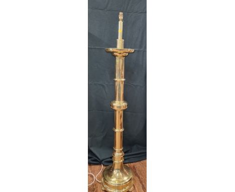 Brass standard lamp. Height 145cm.