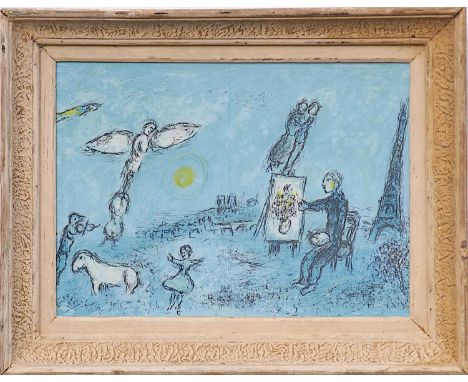 MARC CHAGALL 'The Painter and his Double', 1981, original lithograph, printed by Maeght, 30cm x 43cm, framed and glazed. 