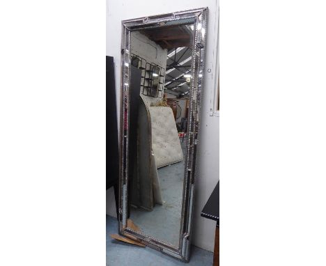 MIRROR, continental style, cushion framed, with antiqued plate, 200cm x 75cm. 