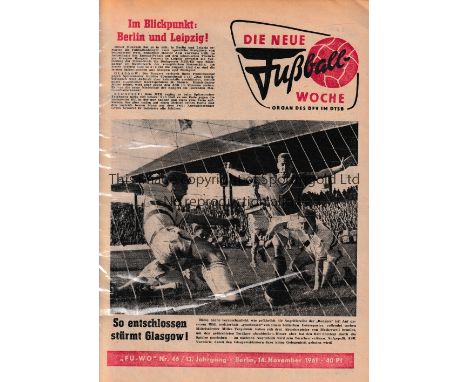 1961/62 EUROPEAN CUP      ASK Vorwarts Berlin v Glasgow Rangers (1st Leg) played 15/11/1961 at Freidrich-Ludwig Sportpark, Be