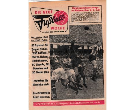 1961/62 EUROPEAN CUP       Glasgow Rangers v ASK Vorwarts Berlin (2nd Leg) played 22/11/1961 and 23/11/1961 at Malmö Stadion,