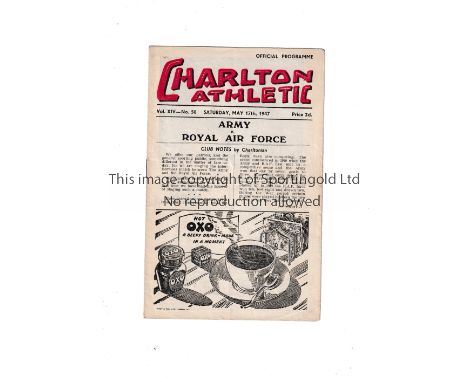 ARMY V R.A.F. AT CHARLTON 1947      Standard Charlton home programme for the Representative match at The Valley 17/5/1947, ve