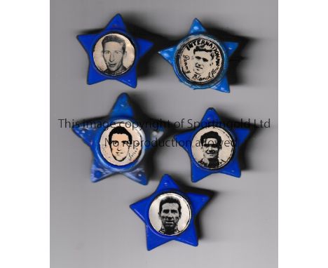 ORIGINAL STAR BADGES TOTTENHAM HOTSPUR   Five blue portrait star badges for Bobby Smith, Cliff Jones, Billy Brown, Danny Blan