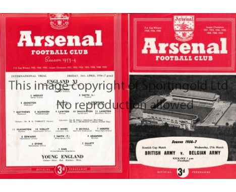 DUNCAN EDWARDS AT ARSENAL FC      Two programmes for matches at Highbury in which Edwards appeared on the line-up page: Engla