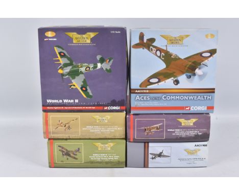 SIX BOXED CORGI AVIATION ARCHIVE 1:72 SCALE WWII DIECAST MODEL MILITARY AIRCRAFTS, to include a Gloster Gladiator MK,II no. A