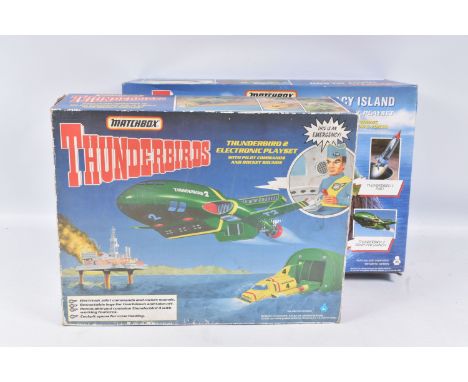 TWO BOXED 1993 MATCHBOX THUNDERBIRDS PLAYSETS, the first a Tracy Island Electronic Playset, includes models 1-4, appears comp