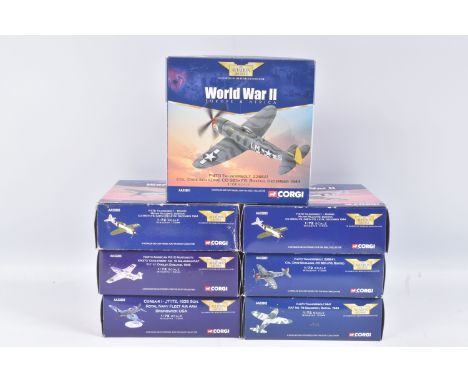 SEVEN BOXED CORGI AVIATION ARCHIVE 1:72 SCALE WWII LIMITED EDITION DIECAST MODEL AIRPLANES, to include the North American P-5