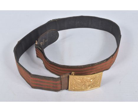 A LATE INDIAN WAR OR AMERICAN/SPANISH WAR OFFICERS BELT AND BUCKLE, the reverse of the belt is stamped New York Army and we b